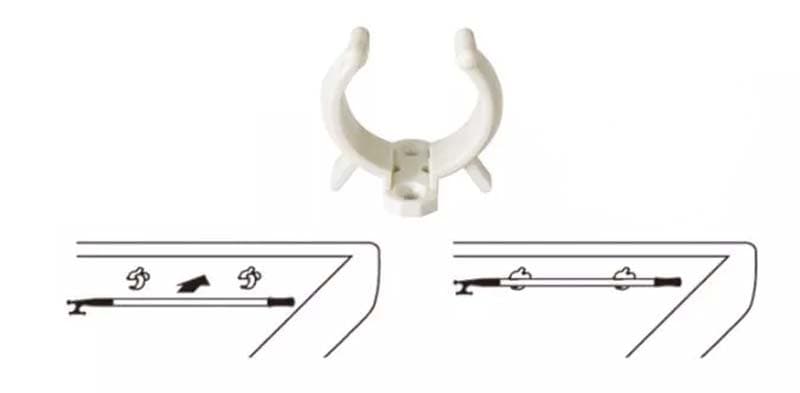 Clip branco em nylon para croque, tubo de 22–28 mm